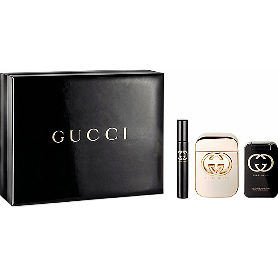 Gucci Guilty eau de toilette 75 ml + body lotion 100 ml + eau de toilette 7.4 ml, gift set