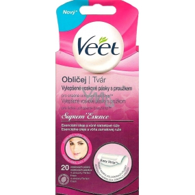Veet Suprem Essence Wax Strips with Stripe Face 20 Pieces + Perfect Finish Wipes 4 Pieces