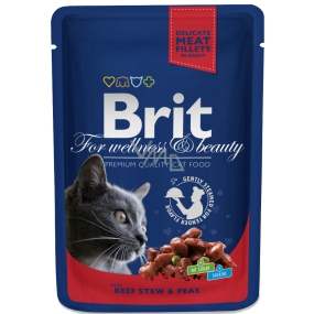 Brit Premium Beef + peas in sauce pocket for adult cats 100 g Complete feed
