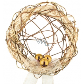 Wreath with gold ornaments with interwoven center 30 cm
