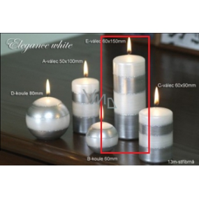 Lima Elegance White Candle Silver Cylinder 60 x 150 mm 1 piece