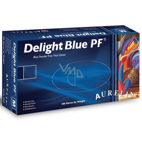 Aurelia Delight Blue PF Disposable vinyl gloves without powder size S box 100 pieces