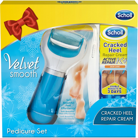 Scholl Velvet Smooth electric foot file + Cracked Heel cream for cracked heels 60 ml, cosmetic set