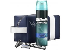 Gillette Mach 3 shaver + 2 spare heads + Comfort shaving gel 200 ml + etue cosmetic set for men