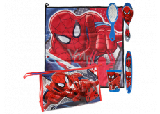 Marvel Spiderman Hygienic set plastic cup, hair comb, toothbrush holder, towel (40 x 40 cm) and bag