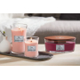 WoodWick Pressed Blooms & Patchouli scented candle with wooden wick and lid glass medium 275 g