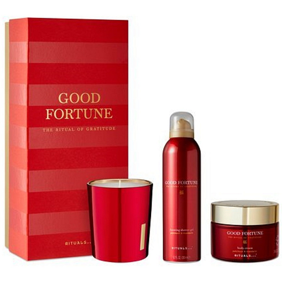 The Ritual Of Gratitude Good Fortune shower foam 200 ml + body cream 220 ml + scented candle 290 g, cosmetic set for women
