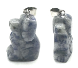 Sodalite Dog pendant natural stone, hand cut figurine 1,8 x 2,5 x 8 mm, stone communication