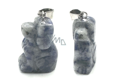 Sodalite Dog pendant natural stone, hand cut figurine 1,8 x 2,5 x 8 mm, stone communication