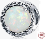 Charm Sterling silver 925 Minimalist vine, Opal synthetic, bead for bracelet, symbol