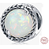 Charm Sterling silver 925 Minimalist vine, Opal synthetic, bead for bracelet, symbol