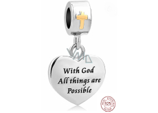 Sterling silver 925 Religious magic with God all hearts are possible, bracelet pendant