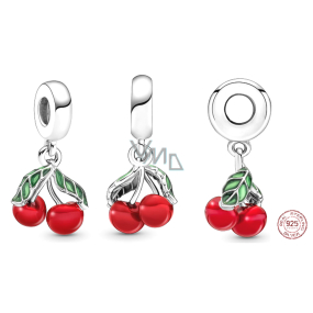 Sterling silver 925 Asymmetrical cherries, pendant for bracelet, food and drink