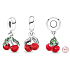 Sterling silver 925 Asymmetrical cherries, pendant for bracelet, food and drink