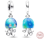 Charm Sterling silver 925 Thermo - Jellyfish changing colors, animal bracelet pendant