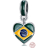 Charm Sterling Silver 925 Brazilian Flag Heart - I Love Brazil, Coffee Bean, Travel Bracelet Pendant