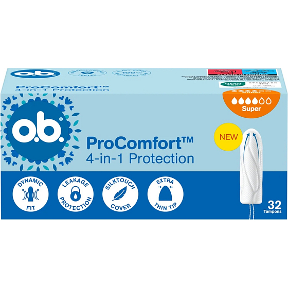 O.B. ProComfort Super Tampons, 32 pieces
