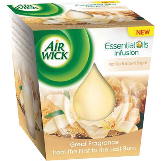 Air Wick Essential Oils Infusion Vanilla & Brown Sugar scented candle in glass 105 g
