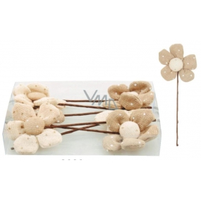 Beige flowers recess 12 cm + skewers 1 piece