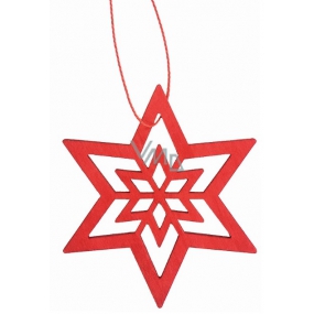 Wooden red star for hanging 10 cm