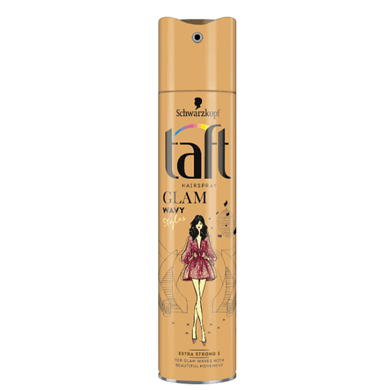 Taffeta Glam Wavy Extra strongly hardening hairspray fixes 250 ml day and night