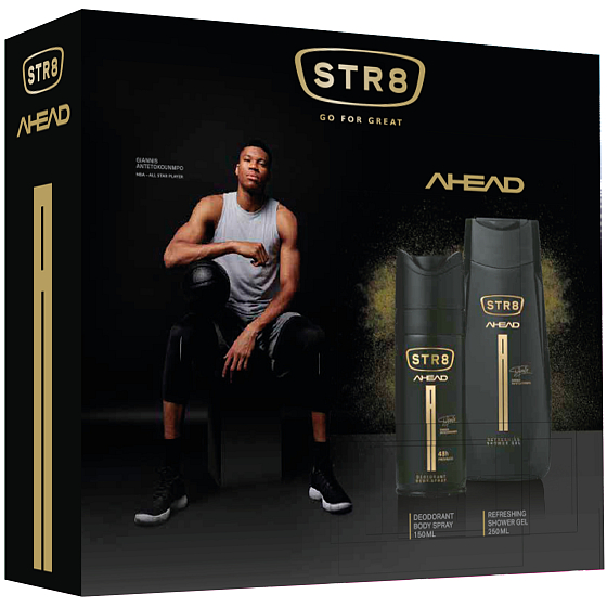 Str8 Ahead deodorant spray for men 150 ml + shower gel 250 ml, cosmetic set