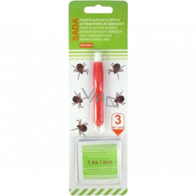 Alpha Tweezers for Ticks with Antibacterial Wipes, Set