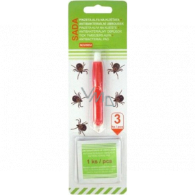 Alfa Tweezers for ticks with antibacterial wipes, set