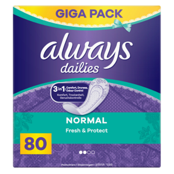 Always Dailies Fresh & Protect Normal with a gentle scent panty liners 80 pieces