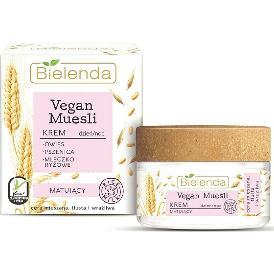 Bielenda Vegan Muesli Wheat + Oats + Rice Milk Mattifying Face Cream Day/Night 50 ml