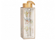 Albi Glass bottle with bamboo cap Flowers 500 ml