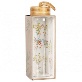 Albi Glass bottle with bamboo cap Flowers 500 ml