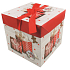 Folding gift box with Christmas ribbon with gifts and gingerbread 10.5 x 10.5 x 10.5 cm