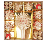 Straw ornaments with spike and red thread for hanging 6 - 10 cm 40 pieces