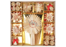 Straw ornaments with spike and red thread for hanging 6 - 10 cm 40 pieces