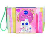 Nivea Rose Touch Fresh Rose Touch antiperspirant roll-on 50 ml + Rose & Almond Oil shower gel 250 ml + Rose Touch body lotion 400 ml + Labello Soft Rosé lip balm 4.8 g + cosmetic bag, cosmetic set for women