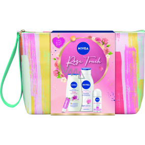 Nivea Rose Touch Fresh Rose Touch antiperspirant roll-on 50 ml + Rose & Almond Oil shower gel 250 ml + Rose Touch body lotion 400 ml + Labello Soft Rosé lip balm 4.8 g + cosmetic bag, cosmetic set for women