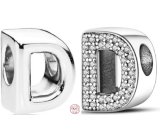 Sterling silver 925 Alphabet letter D, bead for bracelet