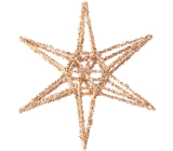 Hanging LED Christmas decoration Star gold 300 x 300 mm with timer