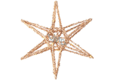 Hanging LED Christmas decoration Star gold 300 x 300 mm with timer