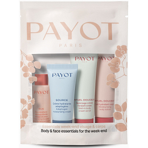 Payot Nue Cleansing Micellar Water 20 ml + Source Adaptogen Adaptogenic Moisturising Cream 15 ml + Rituel Douceur Gently Exfoliating Body Cream 20 ml + Rituel Douceur Gentle Moisturising Body Lotion 25 ml, cosmetic set