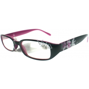 Berkeley Reading eyeglasses +1.50 black-pink with flowers 1 piece MC 2103