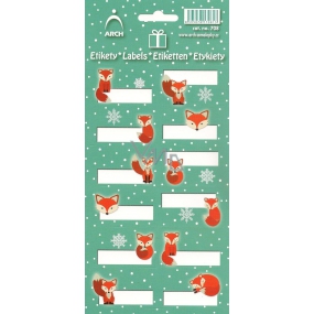Arch Christmas labels stickers Foxes green arch 12 labels