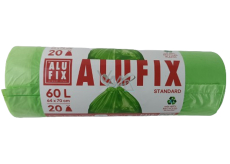 Alufix Trash bags retractable green, 15 µ, 60 liters, 64 x 71 cm, 20 pieces HDPE