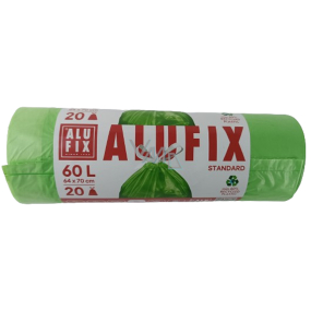 Alufix Trash bags retractable green, 15 µ, 60 liters, 64 x 71 cm, 20 pieces HDPE