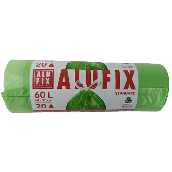 Alufix Trash bags retractable green, 15 µ, 60 liters, 64 x 71 cm, 20 pieces HDPE
