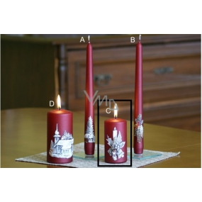 Lima Relief winter candle metal burgundy cylinder 50 x 100 mm 1 piece