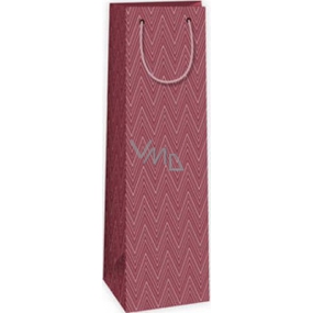 Ditipo Gift paper bag for bottle 12.3 x 7.8 x 36.2 cm burgundy geometric pattern