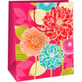 Ditipo Gift paper bag 26.4 x 13.7 x 32.4 cm pink large flowers AB