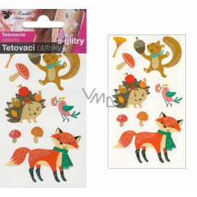 Colorful children's tattoo decals with glitter Fox 10.5 x 6 cm